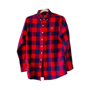 Vineyard Vines Classic‎ Plaid Shirt Size Youth Large 16 Red Cotton Flannel New